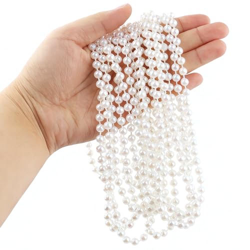 16 Feet Pearl Garland for Decorating, 6mm Beige Faux Pearl