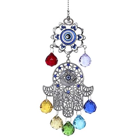 Chakra Energy Crystal Balls Suncatcher with Hamsa Cover