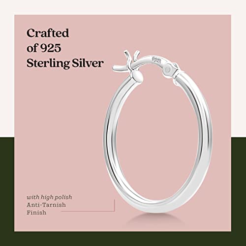 KEZEF 925 Silver Hoop Earrings for Women - Small & Large Sterling Silver Hoop Earrings for Men - Hypoallergenic Silver Earrings Available in 10mm-50mm3