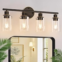 DESIGNERS FOUNTAIN Jedrek 3-Light Bathroom Vanity Light - Black Industrial Style Bath Lighting Fixture