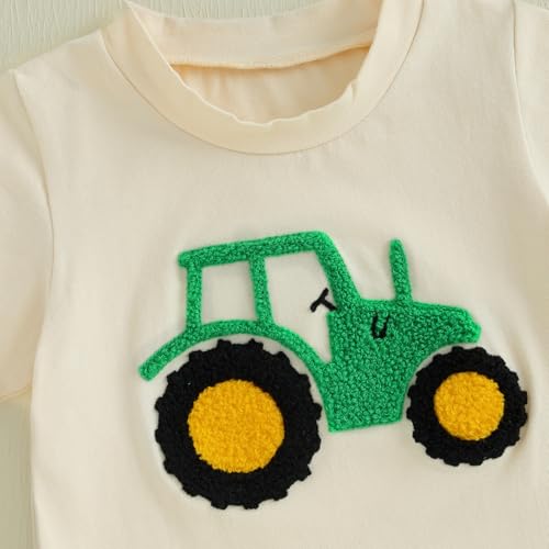 Engofs Toddler Baby Boy Clothes Summer Outfit Short Sleeve Tractor Letter Print T Shirt Shorts Set4