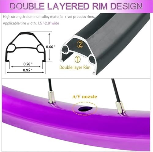Roues de vélo 26 pouces violettes pour sorties nature et VTT - 4
