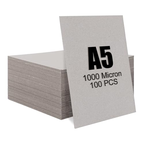 WOPPLXY A5 Greyboard 100 Sheets - 1000 Micron Grey Board A5 Mount Backing Board - 1mm Double-Side Thick Cardboards Mount Card for Craft, Model Making
