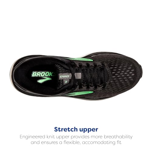 Brooks Women's Dyad 11 Running Shoe - Black/Ebony/Green - 8 Medium