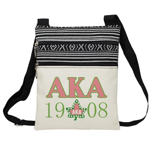AKA 1908 Messenger Bag Small Ethnic Pattern Adjustable Strap Crossbody Zipper Pouch AKA 1908 Phone Organizer Wallet Cute Shoulder Handbag for Women Friends