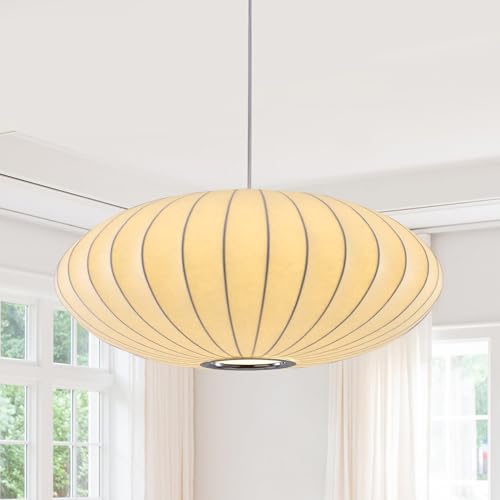 Suspension lanterne japonaise en tissu blanc pour éclairer une salle à manger