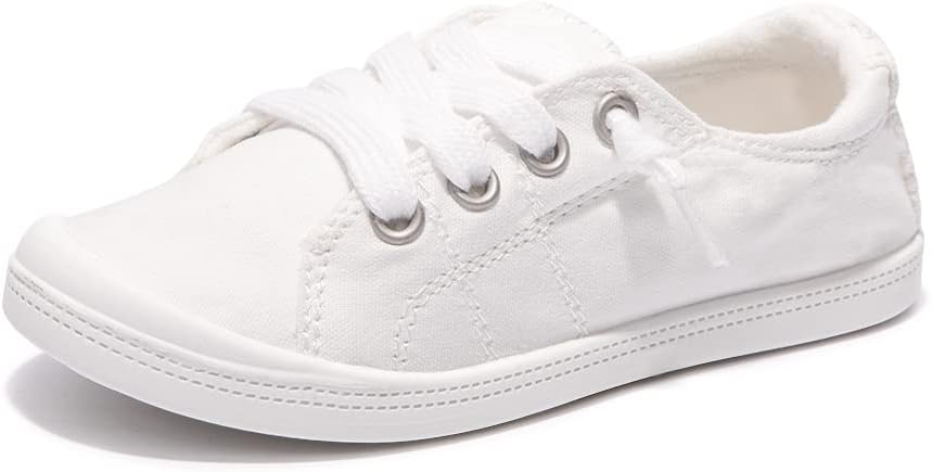 Boy and Girl Slip on Canvas Sneaker, Kids Low Top Casual Fashion Shoes, Comfy Lace up Walking Shoes