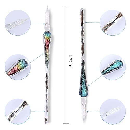 Mklpo Glass Dip Pen Set,Calligraphy Pens For Beginners,Ink Pen, Writing, Signatures, Calligraphy, Decoration, Gift With Two Art Pen (Colorful) #TOP1