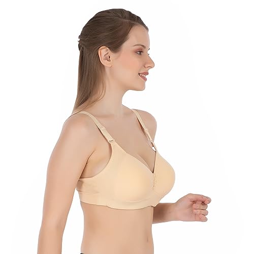 Image of Tweens Lite Wite - Minimiser Medium Padded Cotton Lycra Bra (Plus Size) - Triple Hook - Full Coverage - Wirefree - Seamless T-Shirt Bra