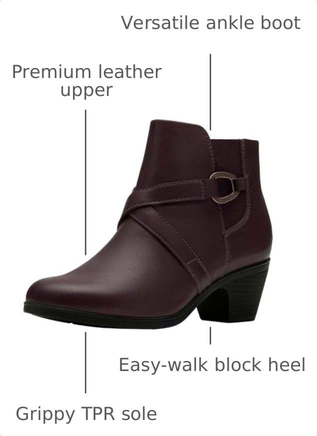 Clarks Women's Emily2 Henley Ankle Boots, Chocolate Leather, 9 - image 2