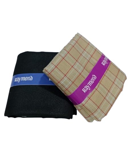 raymond fabrics Raymond Men’s Shirt & Trouser Fabric Combo | Premium Cotton Checked Shirt Fabric with Solid Formal Trouser Fabric | Unstitched Dress Material for Office & Formal Wear-picture-31