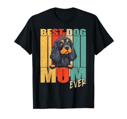 Best Dog Mom Ever Cocker Spaniel Mama Vintage Noir et Brun Clair T-Shirt