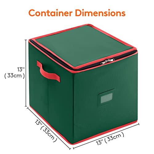 Lifewit Christmas Ornament Storage Container With Dual Zipper Closure - Box Contributes Slots For 64 Holiday Ornaments 3-Inch, Xmas Decorations Accessories, Made Of Nonwoven Material, Green #TOP5