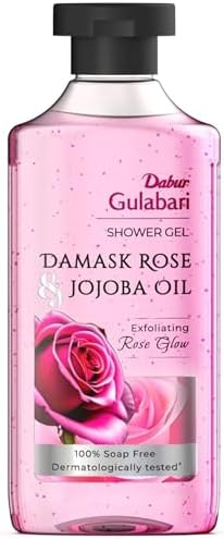 Dabur Gulabari Shower Gel - 250 ml | 99% Pure Glycerine | Gentle Bodywash | Cellulite beads for Exfoliation | 0% Parabens & Soap | No Silicones | With Exotic Damask Rose & Organic Jojoba Oil