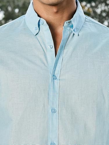 Image of Thomas Scott Men's | Linen Blend | Solid | Premium Cotton Linen Blend | Full Sleeve | Casual Shirt for Men
