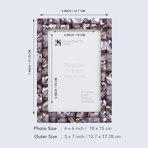 Image of Handicrafts Home 4x6 Picture Frames Pack of 2 - Mother of Pearl Collection Handcrafted Photo Frames, Perfect for Wall & Tabletop Display, Ideal Home Decor Gift