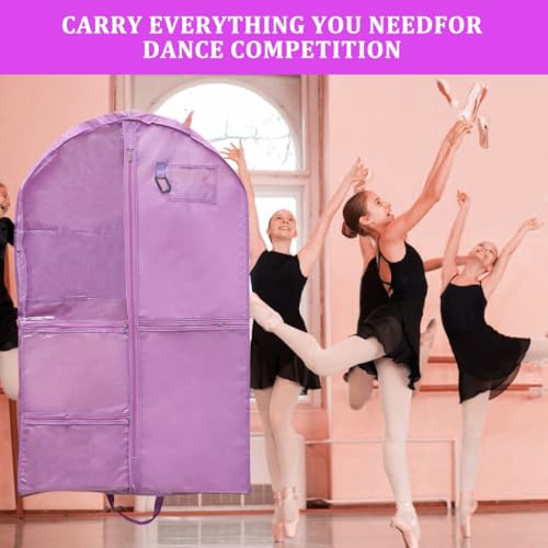 REDYY Garment Bags,Kids Dance Costume Storage Bag Waterproof Garment with 5 Zippered Pockets Foldable Travel Dress Container4