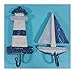 Zestaw 2 haczyków maritme na ubrania, klucze, ręczniki latarnia morska 19 cm i łódź 16 cm Maritim wieszak na ubrania półka na klucze figurka dekoracyjna GTT G32