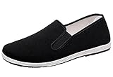 WUIWUIYU Mens Womens Black Kung-Fu Shoes Slip-On Martial Art Tai-Chi Soft Flats House Slippers