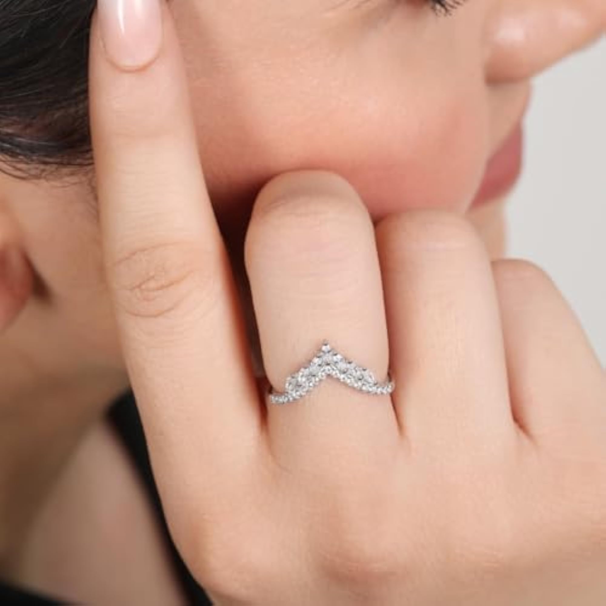 925 Silver CZ Minimal Rhodium Plated Ring & Hallmark