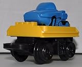 GeoTrax Blue Snowmoblie on Yellow Train Car - Replacement Piece - Classic Fisher Price Geo Trax...