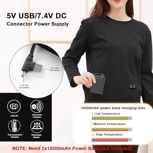 Heated Underwear Set for Men Women, Thermal Shirt and Warm Pants with 30 Heating Zones, Winter Cold Weather Base Layer Set4