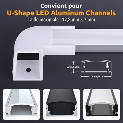 Connecteur D'angle à 90 Degrés, UNIQUEMENT pour le Canal LED en Aluminium à LED en Forme de U Chesbung (ASIN : B07PSNJMPN, B07PTQ6FTZ, B07KR7H4B6, B07Q1B91MT), Vis Incluses – vue 3