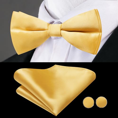 Image of Dubulle Mens Cummerbund and Bow Tie Set Paisley Floral Pretied Bowties for Men Pocket Square Cufflinks Wedding Business