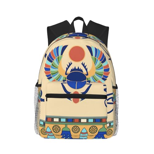 Sac à dos voyage imperméable imprimé scarabée égyptien, sac d'école décontracté université