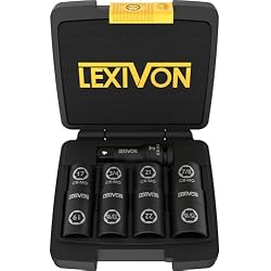 LEXIVON Lug Nut Impact Socket Set, 1/2-Inch Drive | Innovative 8-IN-4 Flip Socket Design, Covers Most Commonly Used Inch & Metric Wheel Nuts | Cr-Mo Steel = Full Impact Grade (LX-110)