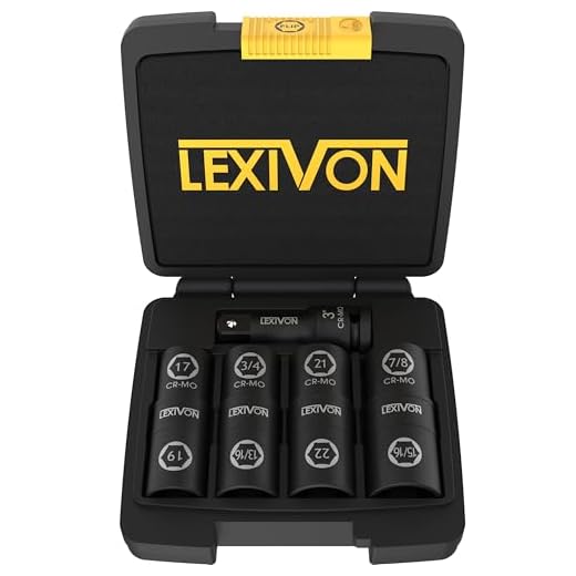 LEXIVON Lug Nut Impact Socket Set, 1/2-Inch Drive | Innovative 8-IN-4 Flip Socket Design, Covers Most Commonly Used Inch & Metric Wheel Nuts | Cr-Mo Steel = Full Impact Grade (LX-110)