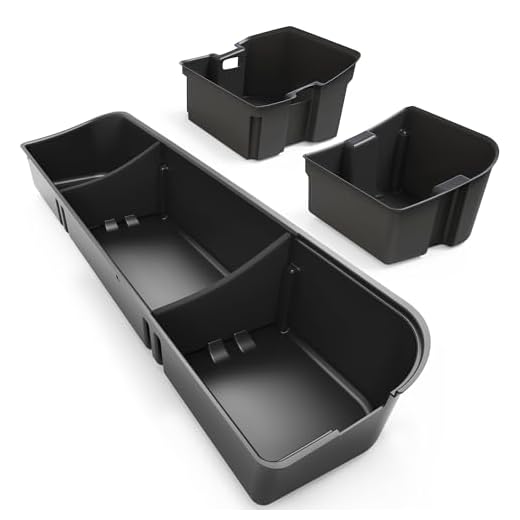 OEDRO Upgraded Under Seat Storage Box Compatible with 2015-2022 Ford F150 SuperCrew Cab & Crew Cab - Unique Textured Black 3-in-1 Design Max Storage (Excl. Super Cab)