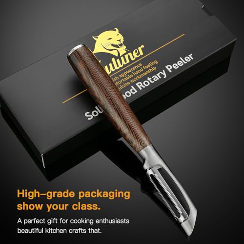 Serrated Blade Premium I Type 304 Stainless Steel Multifunctional Kitchen Peeler Real Wood Handle Ultra Sharp Blade Vegetable Potato Apple(Wenge)