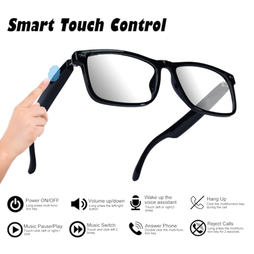 Image of AI Smart Glasses, Anti Blue Light Bluetooth Translation Glasses with 164 Hands-Free Calls & Audio Multifunctional Smart Sunglasses for Men Women Travel Trade Business (KL07-Black-Color-Change-Lens)
