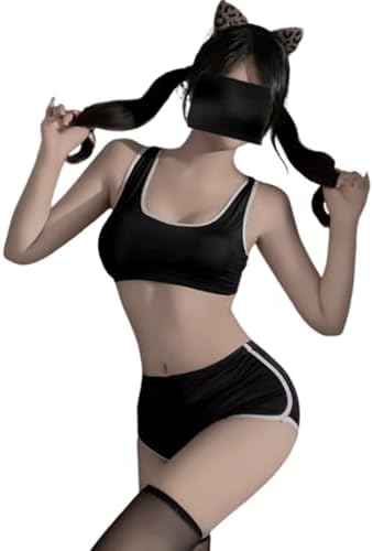 [LIKENNY] 体操服 体操着 セクシー スク水 スポーティ 可愛い 女子高生 制服 スクール水着 過激 ビキニ レディース 下着 2点セット 詳細画像1