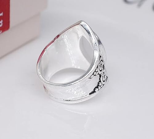 Miniatura 5 de Anillo de plata vintage de plata de ley 925 con piedra lunar natural para mujer, elegante anillo de boda con piedras preciosas, 6, Plata, Piedra