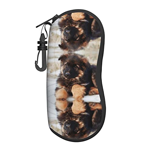 OGNOT German Shepherd Puppy Women Man Sunglasses Soft Case Sunglasses Case / Eyeglasses Box With Zipper And Hook