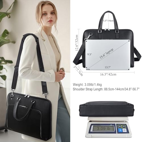 Masa Kawa Black Leather Slim Briefcase