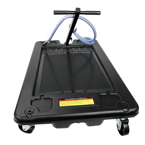 BACLAUGH Low Profile Oil Drain Pan 17 Gallon Portable with 110V DC Centrifugal Electric Pump and 8'' Hose