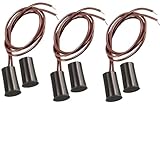 RC-33 NC Recessed Wired Security Window Door Contact Sensor Alarm Magnetic Reed Switch, for Home Security and Burglar Alarm Systems, Sets of 3, Brown
