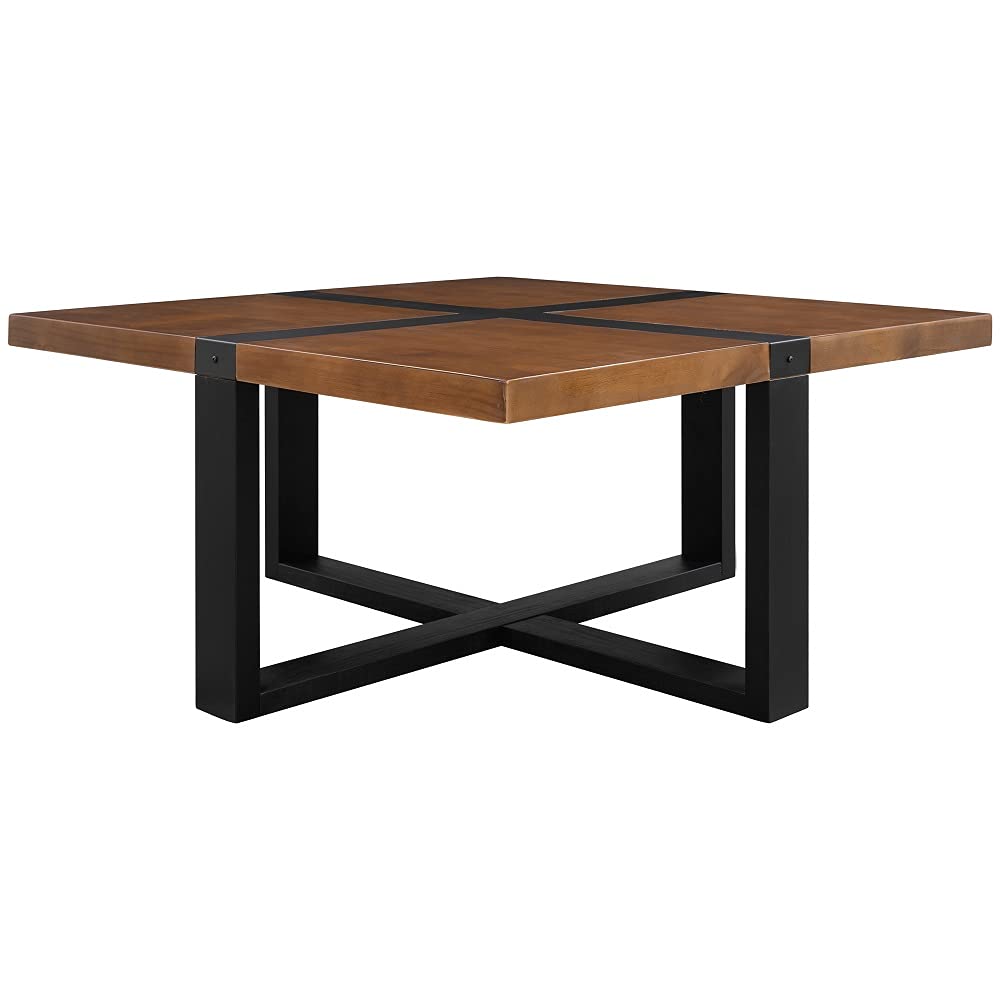 KUTAU 37.4 Inch Coffee Table Accent Center Table with Crossed-Shape Table Top and Wood Legs for Living Room Home Office Room Reception Room Office