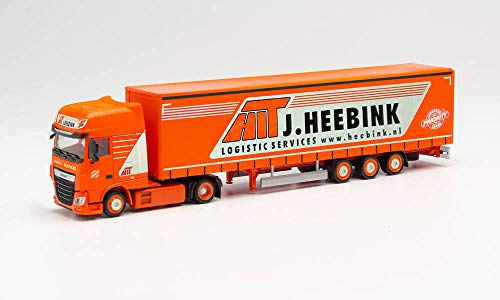 DAF XF SSC Heebink avec remorque bâchée grand volume miniature Herpa fidèle au modèle réel
