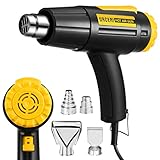 URCERI Pistola de aire caliente, decapador, 2000w, 100-550 ℃, 300L/mi y 480L/min 2 rangos de flujo de aire ajustables, pistola de calor potente con 4 boquillas