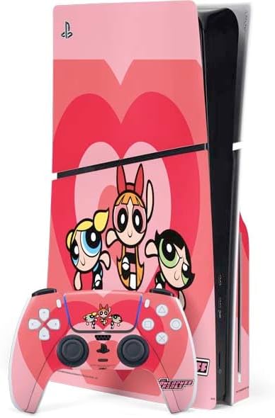 Skinit Decal Gaming Skin Compatible with PS5 Slim Disk Bundle - Officially Licensed Cartoon Network Powerpuff Girls Buttercup Green Hearts Design
