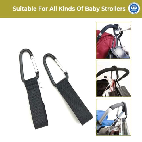Image of Safe-O-Kid (4 Pcs) Baby Stroller Hooks Multipurpose Pram Toy Holder | Stroller Accessories for Hanging Bags, Toys, Hats & Burp Cloths | Strong Clip Hooks for Stroller, Pram & Pushchair | Black