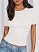 PRETTYGARDEN Women 2026 Summer Crew Neck Short Sleeve Tops Ribbed Knit Slim Fit Fashion Basic Tee Shirts Casual Going Out Top (White,X-Small)