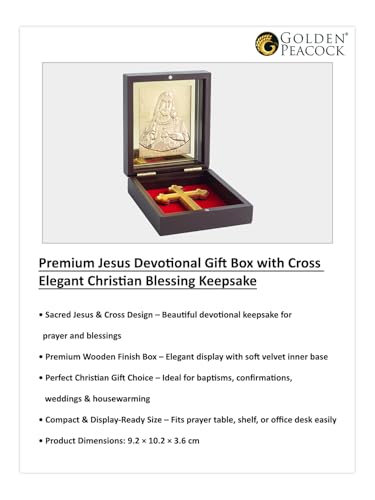 Image of 24K Gold Polished Brown and Gold Color Lord Jesus Small Pooja Box | Ideal Gift for Christian Religious, Family and Friends, Corporate Gifts etc... | Worship, Gifting, and Spiritual Blessings.