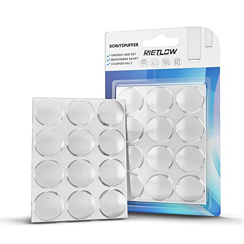 Rietlow® Türpuffer 12er Set - Anschlagpuffer - Selbstklebende Puffer mit einem extra starken Halt für Wandschutz - Türgriff stopper - Türstopper transparent (2,2 cm)