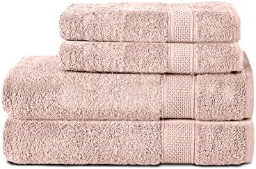 Komfortec Zestaw 6 ręczników | 4 ręczniki 50x100 cm i 2 ręczniki 70x140 cm | Ręcznik kąpielowy frotte & ręcznik pod prysznic XXL | 100% bawełna - miękka | Szybkie suszenie | Kwiat różowy