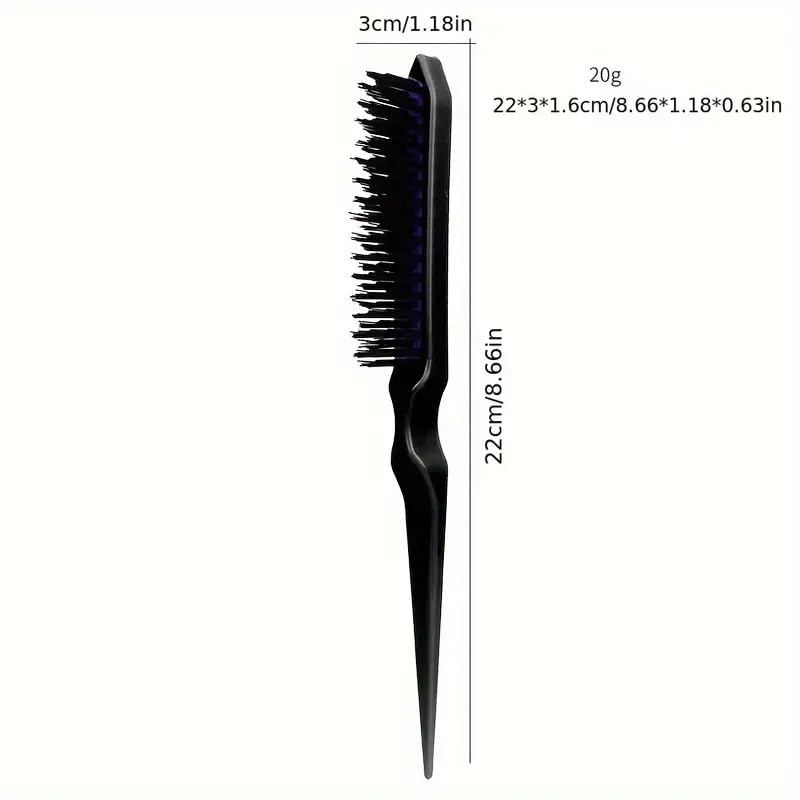 Cepillo Profesional - Peine de Cola con Púas para Crepar y Peinar - Cepillo anti-frizz - Cepillo estilizador - Distribuye Aceites Naturales, Ideal para Dar Volumen - Ligero (Negro)